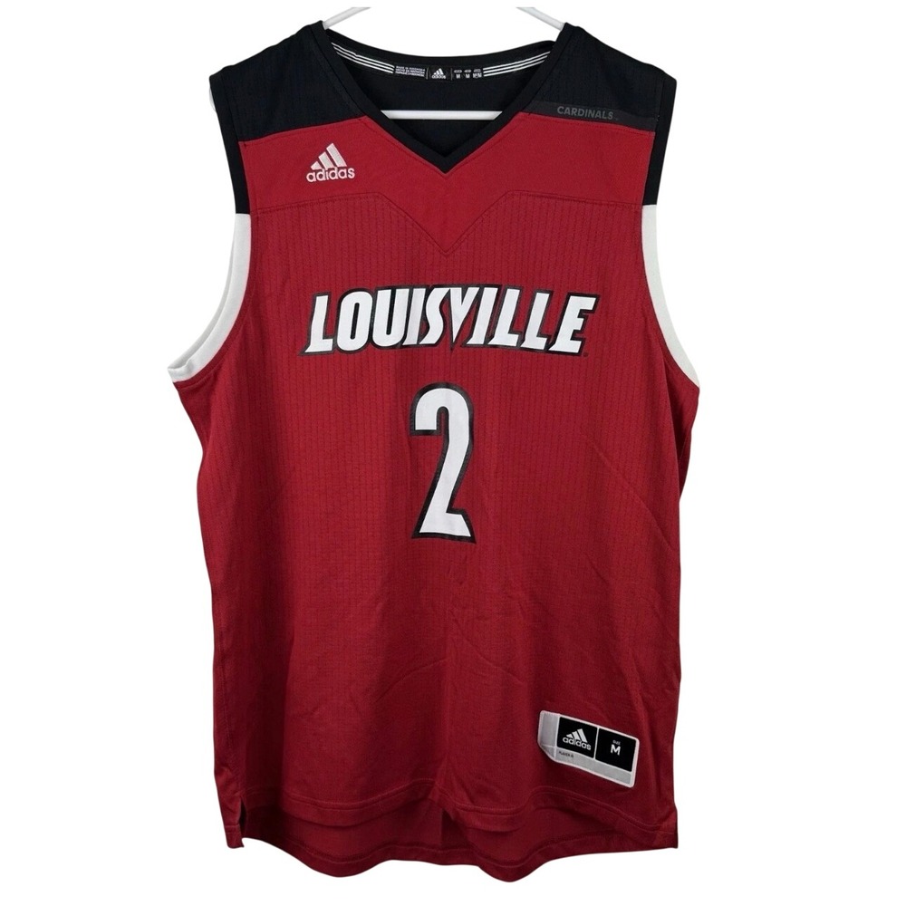 Adidas Basketball Jersey Mens Medium Red Louisville Cardinals #2‎ AV6436 NEW